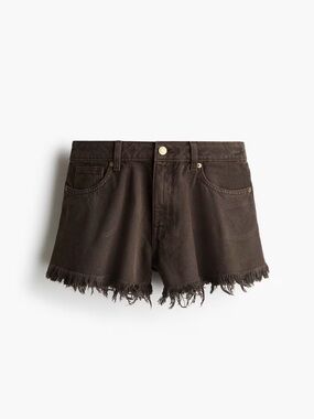 H&M frayed edge denim shorts / brown / mid rise / A-line flowy / size 6